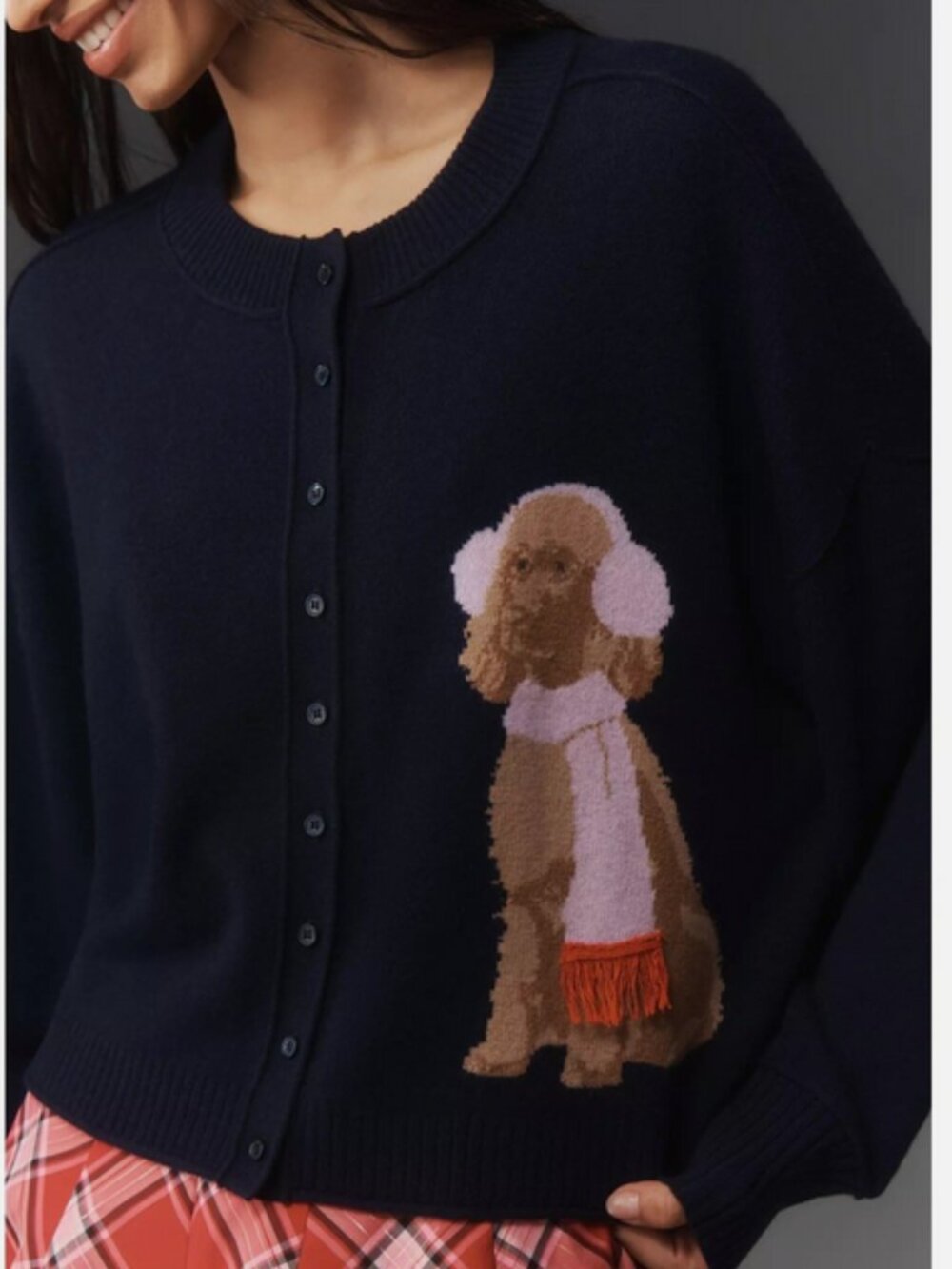 Anthropologie The Goldie Cashmere Blend Cardigan Sweater Goldendoodle Dog XL NWT - Picture 2 of 8